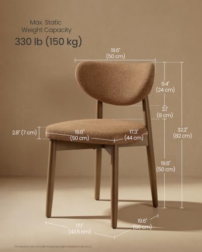 VASAGLE Wooden Dining Chairs Set of 4, Upholstered Kitchen Chairs