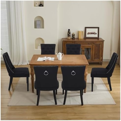 Dining Chairs Set of 4, Modern Kitchen Chairs with Back, Black