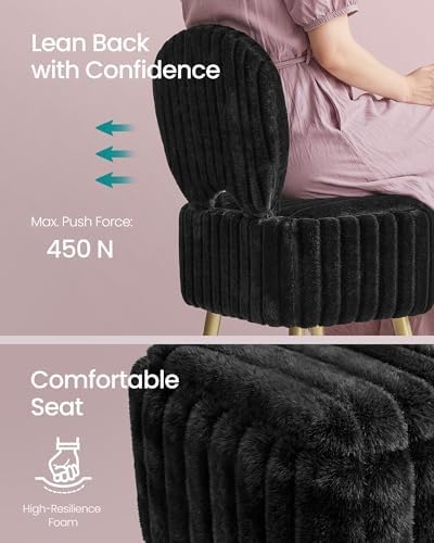 SONGMICS Vanity Chair, Makeup Stool with Folding Backrest