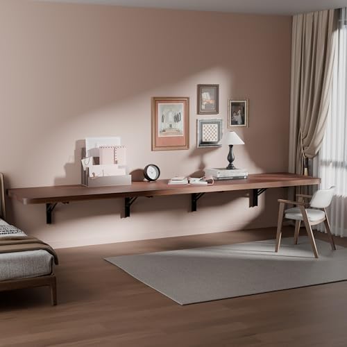 IAE Wall Mounted Folding Table with Pine Wood,72" x 16"Floating Wall Desk