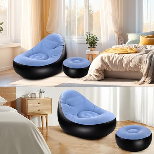 Inflatable Lounge Chair for Adults, Portable Folding Inflatable Blow Up Couch...