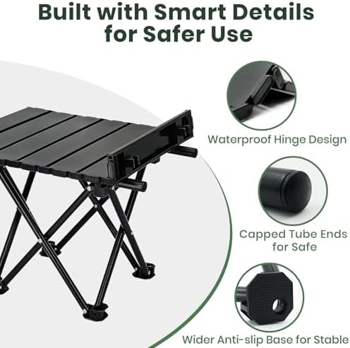 2 Pack Camping Table Foldable, Portable Folding Beach Table, Black-S