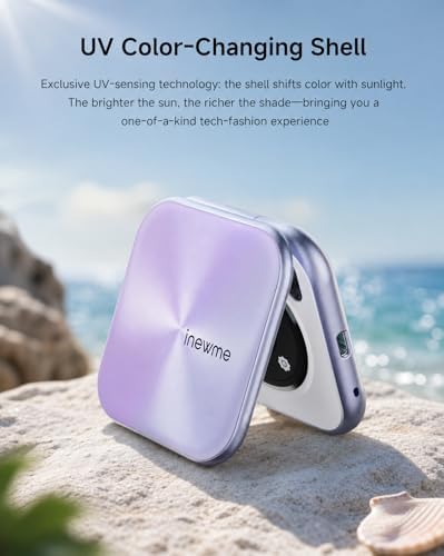inewme UV Camera Makeup Mirror, LED Compact Mirror for Sunscreen Check