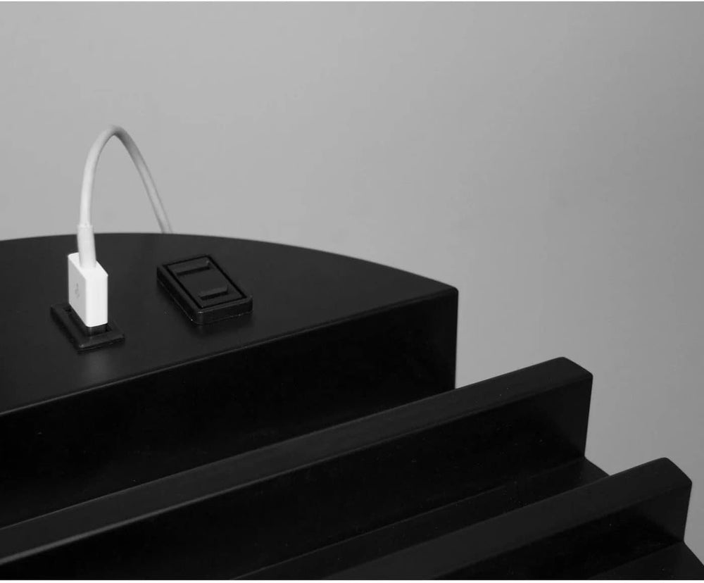 Adesso 3116-01 USB & AC Charging Station Floor Night Lamp with 2 Storage ...