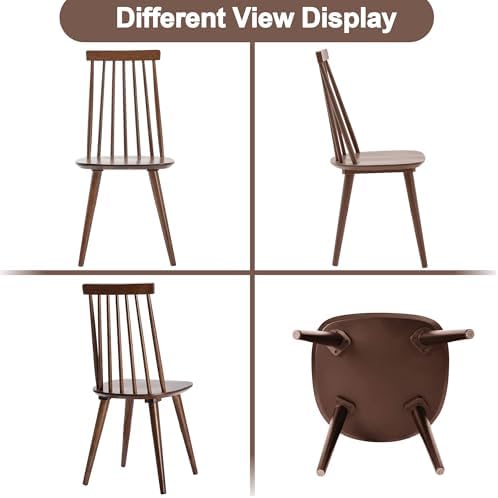 DUHOME Walnut Windsor Wooden Dining Chairs Set of 6