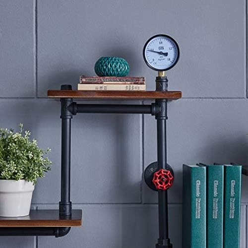 Industrial Rustic Modern Wood Ladder Pipe Wall Shelf 4 Layer Pipe Design Book...