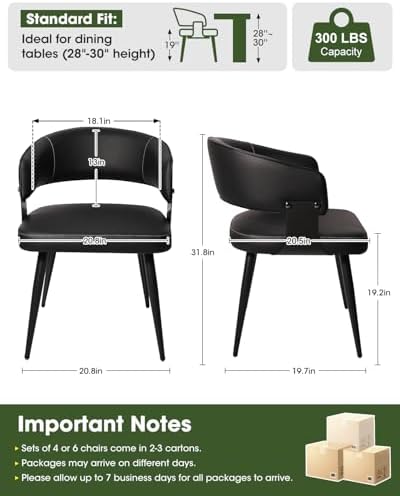 Dining Chairs Set of 2, Modern Faux Leather Kitchen Chairs