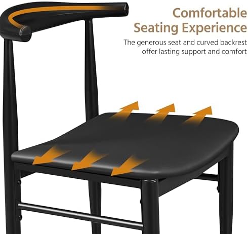 Yaheetech Mid Century Modern Dining Chairs Set of 6 Metal Legs Black Chair