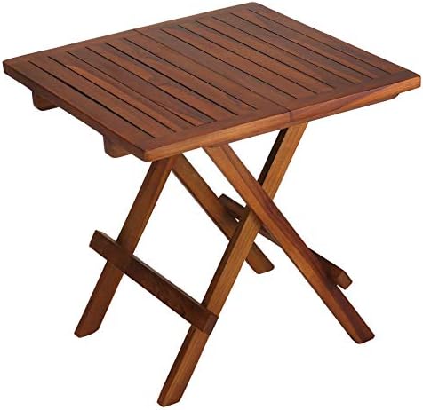 Bare Decor Ravinia Folding Teak Small Table, Oiled Finish Brown