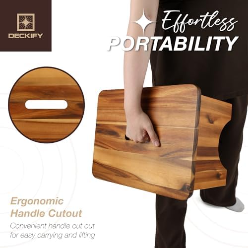 Acacia Wood Step Stool for Adults, Non-Slip, Golden Teak, 6.5 Inch