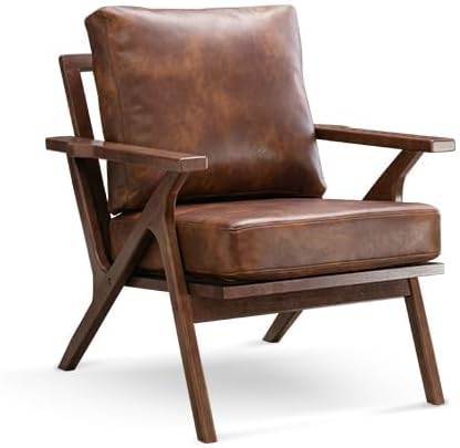 Bonzy Home Faux Leather Accent Chair for Living Room,Upholstered Armchair wit...