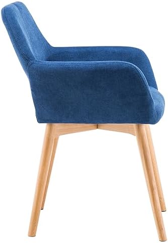 Mid Century Modern Dining Chairs Set of 2 & 4 & 6 Comfy Accent Chair Upholstered Kitchen Dining Living Room Chairs for Bedrooms Waiting Room Home Arm Desk Chair No Wheels (Blue, 2)