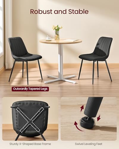 VASAGLE Dining Chairs Set of 4, Upholstered Kitchen Chairs, PU Leather