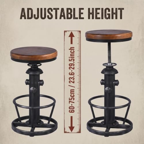 Topower 3 Piece Pub Bar Set Retro Round Bar Table and Stools for 2 Height Adjustable Pub Desk and Stools Match Bar Height and Counter Barstool Silver(1 Table + 2 Chairs)