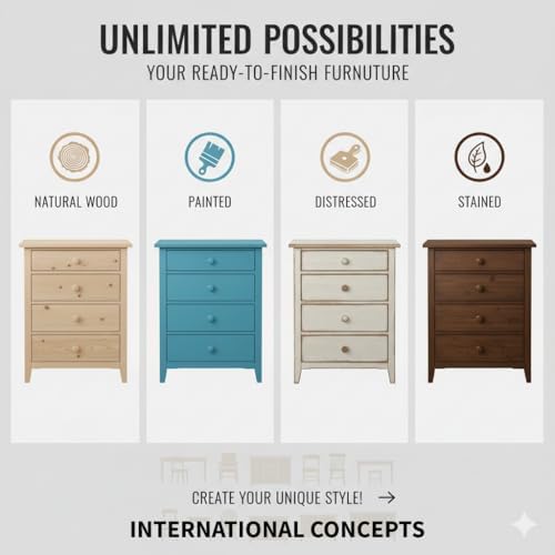 IC International Concepts, Narrow End Table, Solid Real Wood, Sturdy Parawood...