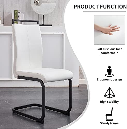 Ebullient Glass Dining Table Set for 4, Modern Dining Table Set for 4, Tempered Glass Tabletop with Black MDF Trapezoid Legs, Rectangle Kitchen Table with 4 Faux Leather Chairs for Home, Apartment
