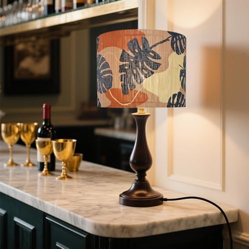 Rustic Bamboo Lampshade With Monstera Leaf Pattern, Art deco11.8 * 9Inch