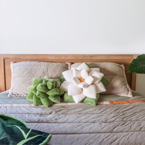 Green Philosophy Co. Succulent® Pillow 16" – Soft 3D Decorative Flower T...