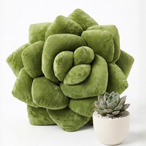 Green Philosophy Co. Succulent® Pillow 16" – Soft 3D Decorative Flower T...