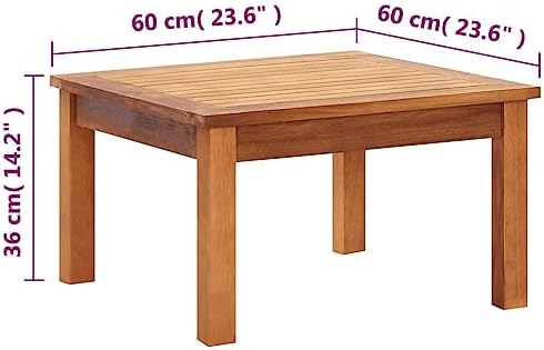 vidaXL Patio Coffee Table 23.6"x23.6"x14.2" Solid Acacia Wood