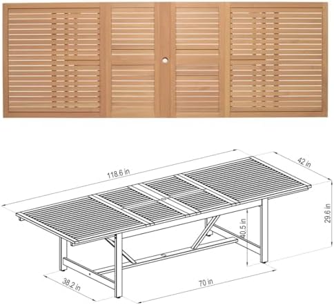 Amazonia Franklin 9-Piece Rectangular Extendable Patio Dining Set Teak Finish and Weather-Net Technology Ideal for Outdoors and Indoors