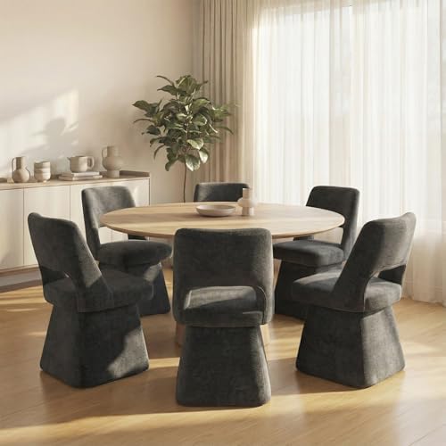 VKNOW Upholstered Swivel Dining Chairs Set of 4 with Curved Open Back