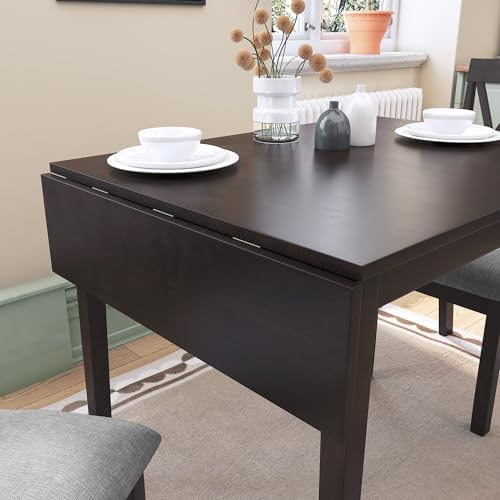 P PURLOVE 3 Piece Kitchen Dining Set, Wood Dining Table Set, Espresso