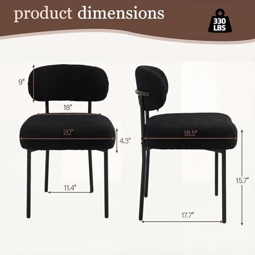 Black Boucle Dining Chairs Set of 4