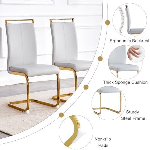 Ebullient Glass Dining Table Set for 4,5 Piece Dining Table and Chairs Set，Modern Kitchen Dining Room Table with 4 PU Leather Chairs,Dinner Table Set