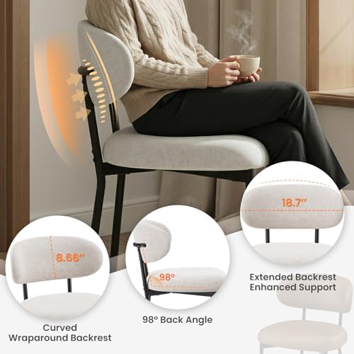 MALOL Dining Chairs Set of 4, Modern Fabric Dining Room Chairs, Beige