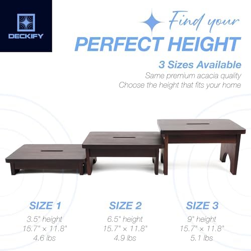 Wooden Step Stool for Adults, Non-Slip, Rich Walnut, 6.5 Inch