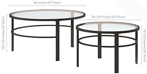 Henn&Hart 36" Modern Coffee Table, Black