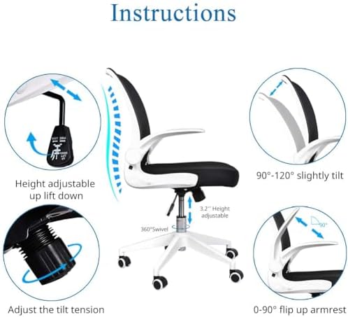 IPKIG Foldable Office Chair - Home Office Desk Chairs with Wheels and Flip-Up...