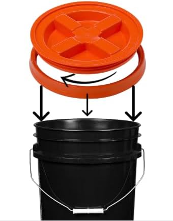 House Naturals 5 Gallon Plastic Black Bucket Pail Food Grade BPA Free Made in...