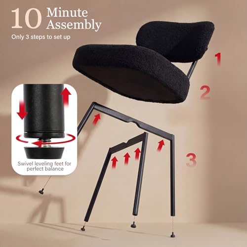 Black Boucle Dining Chairs Set of 4