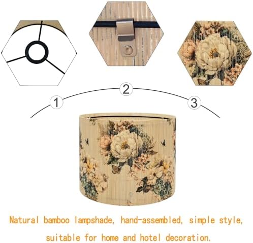Rustic lamp shade Floral Butterfly Elegant Art decorative 11.8x9Inch