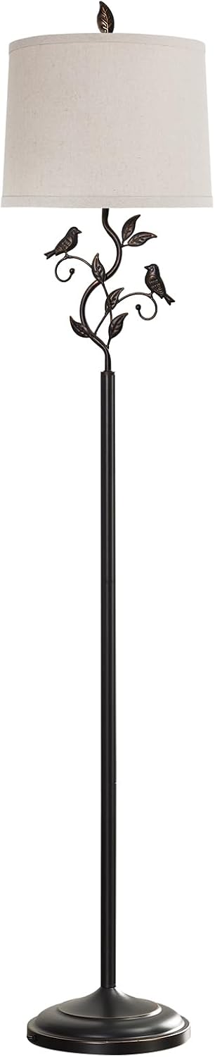 63" Rustic Unique Bird Leaf Floor Lamp for Living Room
