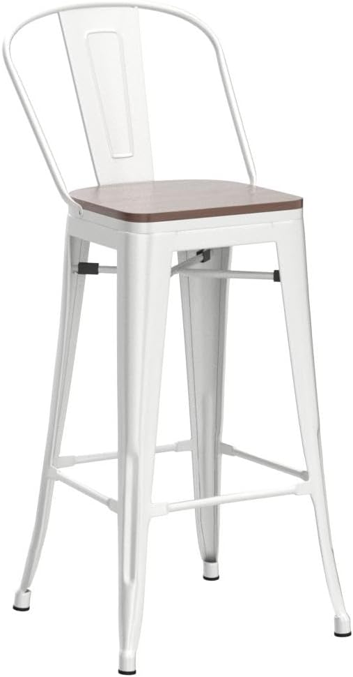 Aklaus Swivel Metal Bar Stools with Backs Counter Stools Set of 4 Counter Hei...