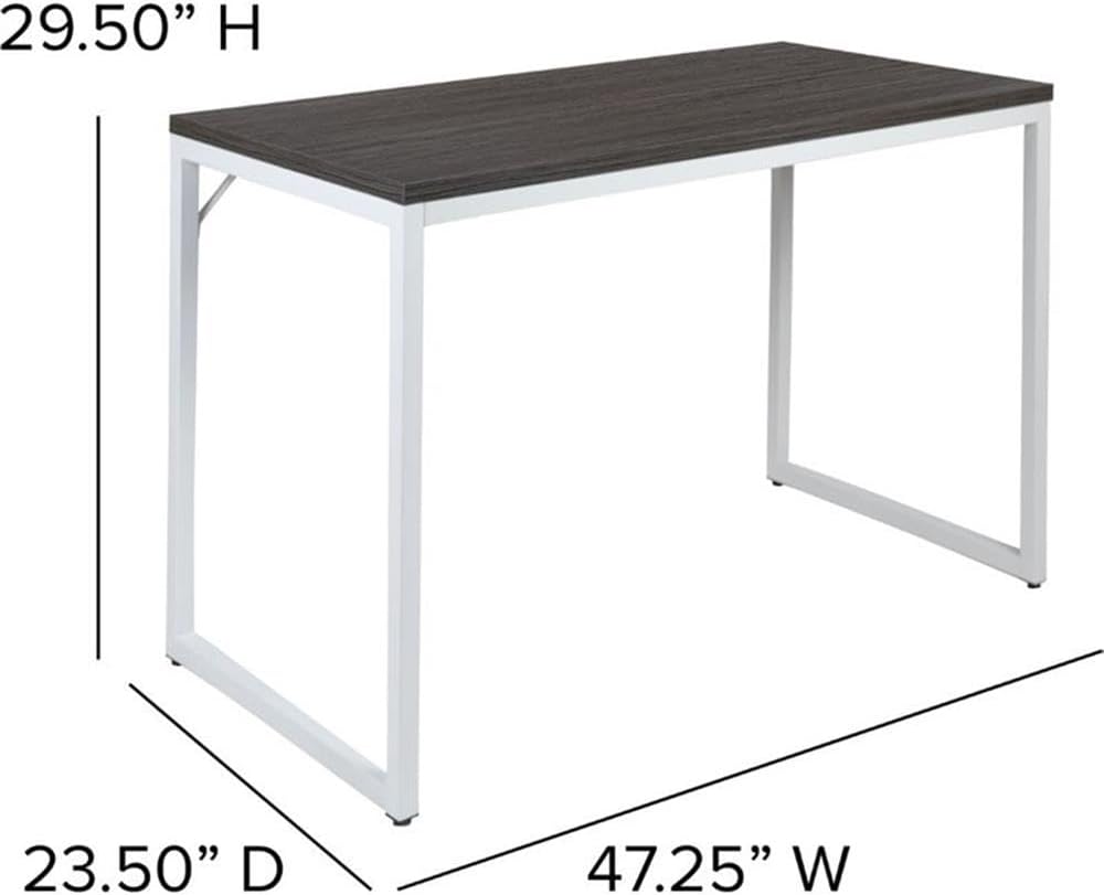 Flash Furniture Industrial Desk, 47", Rustic Gray/White