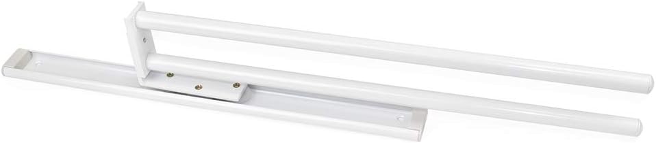 Emuca - Pull-Out Towel Rail with 2 arms, Kitchen or Bathroom Towel Rack from Aluminium with White Finish, 310mm (12,2 inch) Long