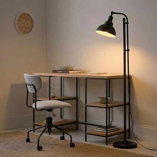 Brightech Dylan Industrial Floor Lamp for Living Rooms & Offices, Bright ...
