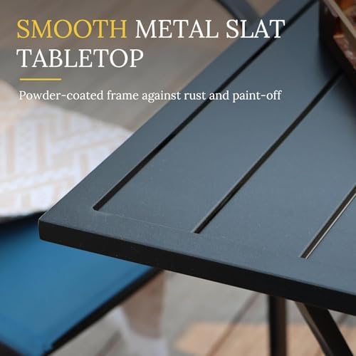 VICLLAX 3-Piece Patio Dining Set, Square Outdoor Table & Swivel Chairs
