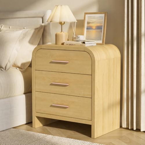 3-Piece Bedroom Set, Curved 9-Drawer Dresser&3-Drawer Nightstands