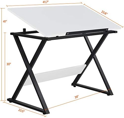 Yaheetech Adjustable Drawing Tables Drafting Desk with P2 Tiltable Tabletop for Reading, Writing,Studying Art Craft Work Station