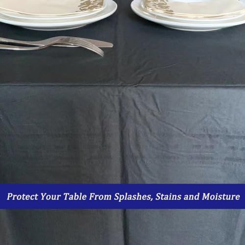[6 Pack] Black Paper Tablecloths Disposable for Rectangle Tables, 54 X 108 Inch Party Table Cover with Plastic Backing, Waterproof 3 Ply Table Cloth for Halloween Banquet Parties, New Pattern