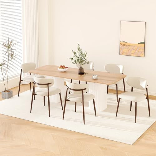 MALOL Upholstered Curved Back Dining Chairs Set of 4, Beige