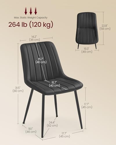 VASAGLE Dining Chairs Set of 4, Upholstered Kitchen Chairs, PU Leather