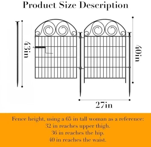 Getlay Tall Garden Animal Barrier Fence With Gate, 40 in(H)×27 in(L) 8 Panels...
