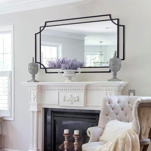 Large Black Mirror for Living Room, 60'' x 30'' Decorative Wa...