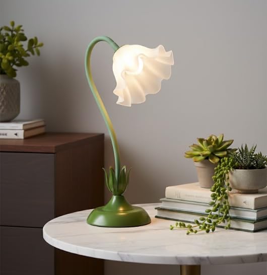 Cordless Flower Table Lamp Green, Valentine‘s Gift, 5200-mAh Rechargeable Tou...